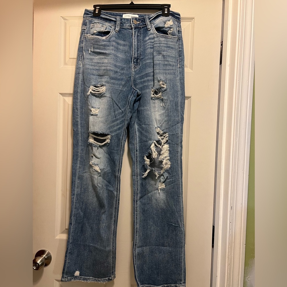 Flying Monkey distressed full length straight leg jeans size 27
